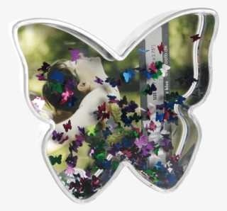 3d-acrylic Glitter Butterfly Waterglobe With Butterfly - Happy