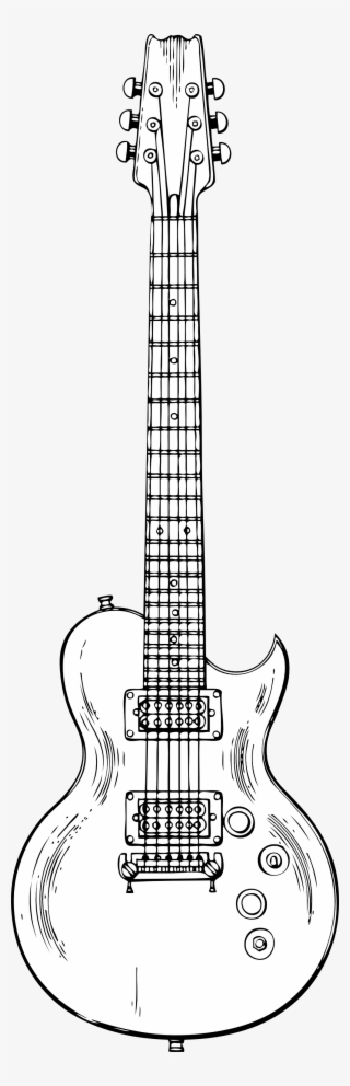 Electric Guitar Black White Line Art 999px 549 - Black And White Guitar Png