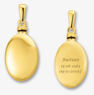 Golden Round Ash Pendant With Engraving - Earrings