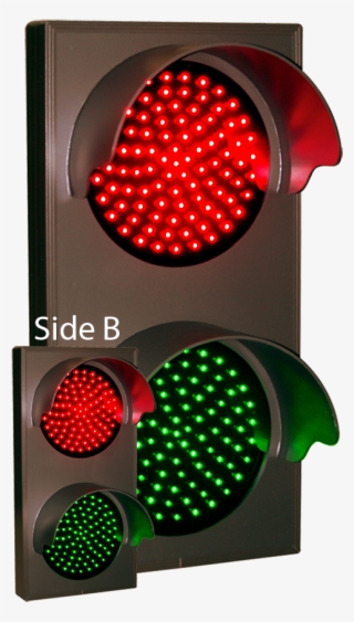 Indicator Dots, Double-faced With Hoods, Vertical, - Traffic Signal Red And Green