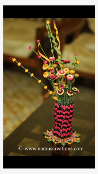 Quilling Flower Pot With Quilling Flower Bunch - Centrepiece
