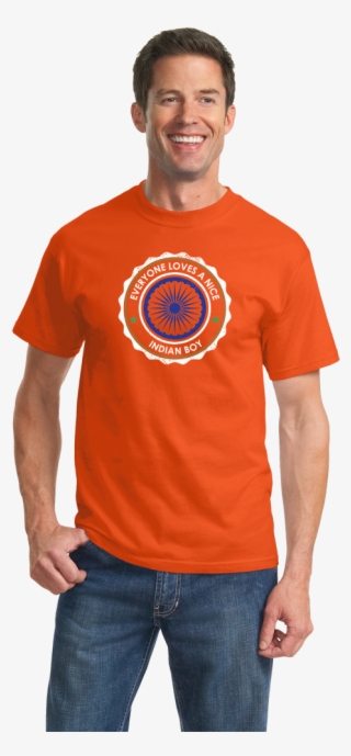 Standard Orange Everyone Loves A Nice Indian Boy - Port And Company Essential Tee