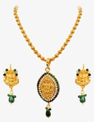 Narayani-pear Shape Green&white Kundan Polki Goddess - Pendant Design In Gold