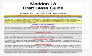 Madden 13 Draft Class Guide Draft Guide Pdf Document - Superclasse Cup 2011