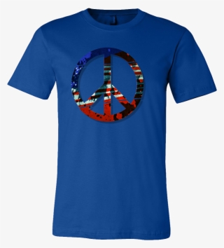 Big Peace Sign Vintage American Flag T Shirt - Marathon Runner T Shirt