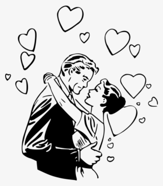 Love Drawing Romance Kiss Silhouette - Romance Clipart Black And White