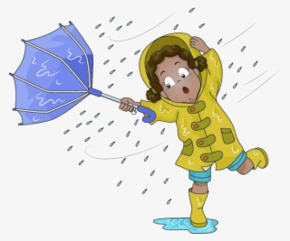 Rain Images Cartoon - Umbrella And Wind Clipart