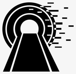 Vector Illustration Of Highway Road Leads To Tunnel - Circle