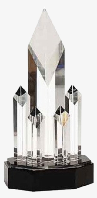 11" Clear Crystal 5 Rising Diamonds On Black Pedestal - Diamond
