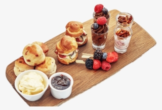 Afternoon Tea Selection On A Wooden Plate - Tea