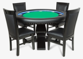 Ginza Led Round Green 6 Person Poker Table With 6 Dining - Poker Table