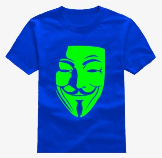 Glowing Guy Blue T-shirt - Guy Fawkes Mask Cartoon