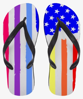 Rainbow Usa Flag Flip Flops - Flip-flops