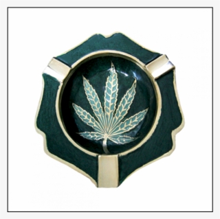 noname ashtray brass pot leaf scalloped 17258 - emblem