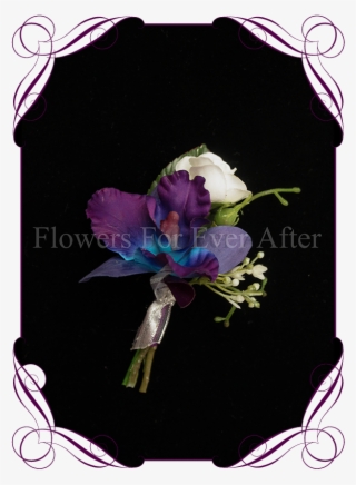 Silk Artificial White Rose, Galaxy Blue Orchids And - Australian Native Flower Crown