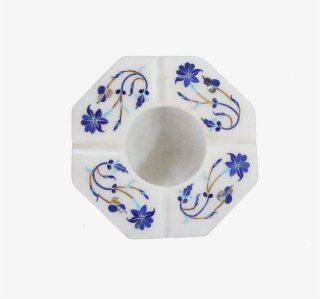 Marble Inlay Ashtray - Blue And White Porcelain