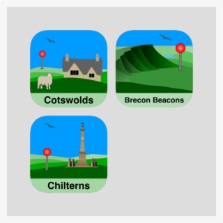 Cotswolds, Brecon Beacons And Chiltern Hills Maps Offline - Illustration