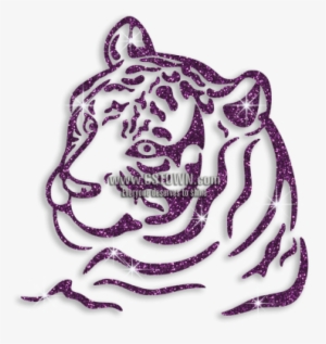 Cute Purple Tiger Head Glitter Iron On Transfer - Tattoo