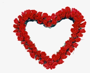 Red Heart Roses Transparent Frame - Rose Heart Frame Png