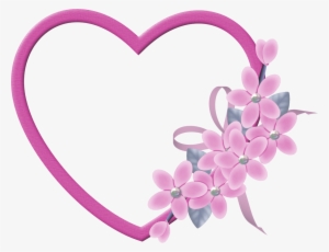 Large Pink Heart Transpa Frame With Flowers Gallery - Heart With Flowers Png
