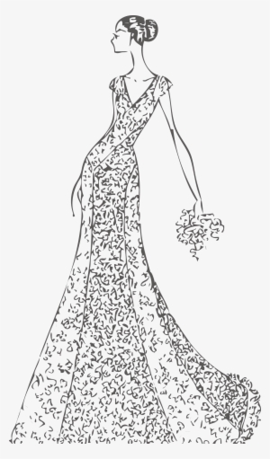 Clip Free Library Contemporary Western Wedding Dress - Gowns And Dresses Sketches