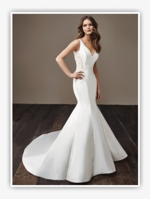 Badgely Mischa Bridal Gowns - Crepe Fit And Flare Wedding Dress
