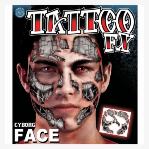 Cyborg Face Temporary Tattoo - Tinsley Transfers Cyborg Face Temporary Tattoo Fx Face