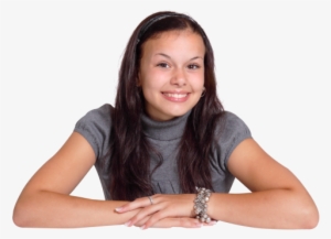 Young Attractive Woman Sitting At The Desk Png Image - Young Girl Png