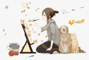 Drawing Paiting Anime Girl - Anime Girl Painting Render