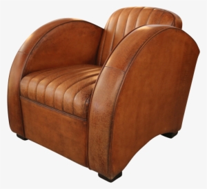 Art Deco Round Arm Chair In Distressed Leather - Art Deco Arm Chair