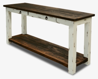 Cottage Rustic Sofa Table Distressed White - Shelf