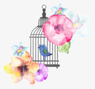 Banner Library Stock Birdcage Transprent Png Free Download - Watercolor Painting