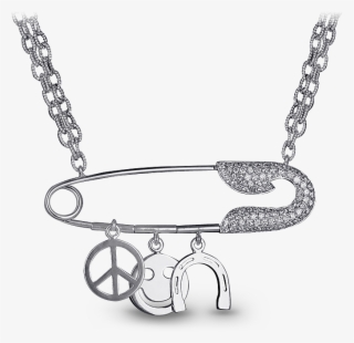 Charms Safety Pin Necklace - Gucci Link Chain