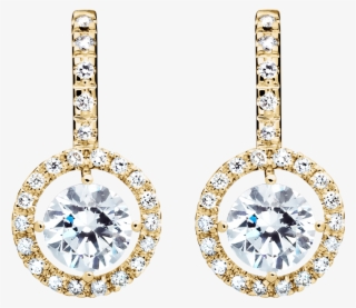 Halo Diamond Earrings With Brilliants In Yellow Gold - Boucle D Oreille Pendantes Diamant
