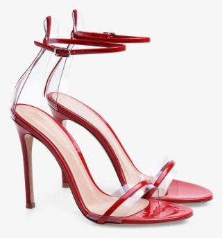 Red G-string Sandals In Leather And Plexi - Basic Pump