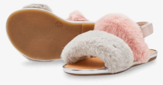 Pink & Gray Furry Sandals - Slide Sandal
