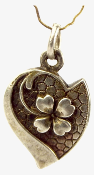 Antique Austro/hungarian Silver Heart Good Luck Charm - Locket
