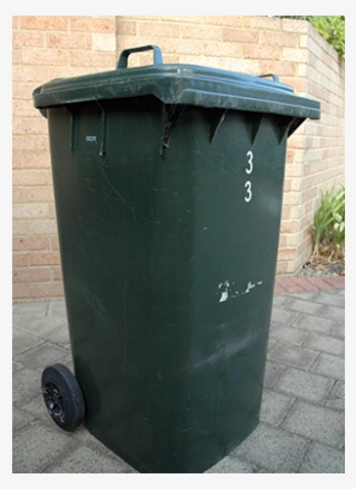 A Green Trash Bin On A Patio - Wheelie Bin