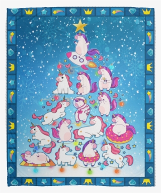 Cute Unicorn Christmas Tree Micro Fleece Blanket - Cartoon