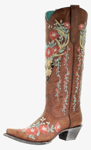 corral women s skull overlay floral embroidery - embroidered cowgirl boots