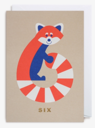 Number Six Red Panda Card By Cozy Tomato Lagom Design - Number 6 Craft