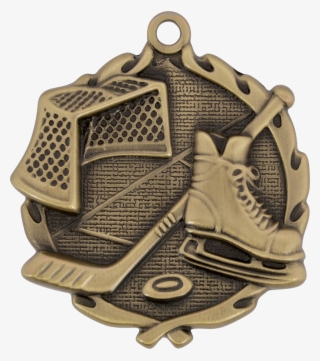 Hockey Wreath Medal, 1 3/4" In Gold - Running Shoe