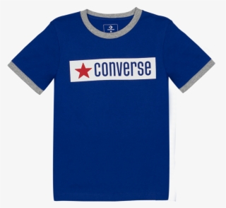 Boys Vintage Logo Ringer Youth T Shirt Converse Blue - Frogstone Store Semarang