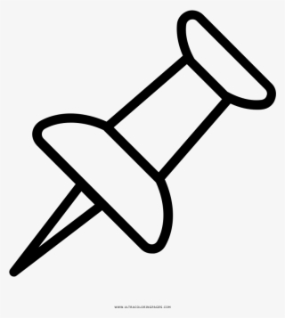 Thumb Tack Coloring Page - Push Pin Symbol