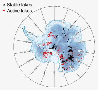 Map Of Subglacial Lake Locations And Ice Thickness - Circle