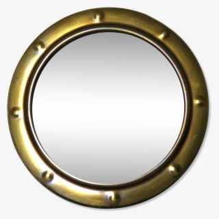 Curved Glass Mirror And Brass Porthole 39x39cm - Circle