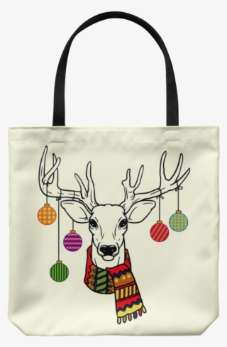 Christmas Ornaments Deer Tote Reusable Grocery Bag, - Tote Bag