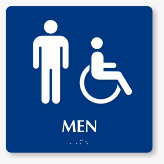 Men And Handicap Pictogram Braille Restroom Sign - All Gender Washroom Sign