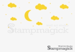Moon & Clouds Night Wall Decal For Nursery, K215 Stampmagick - Illustration