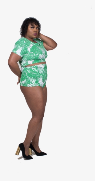 High Waist Bikini Bottoms In Green Leaves